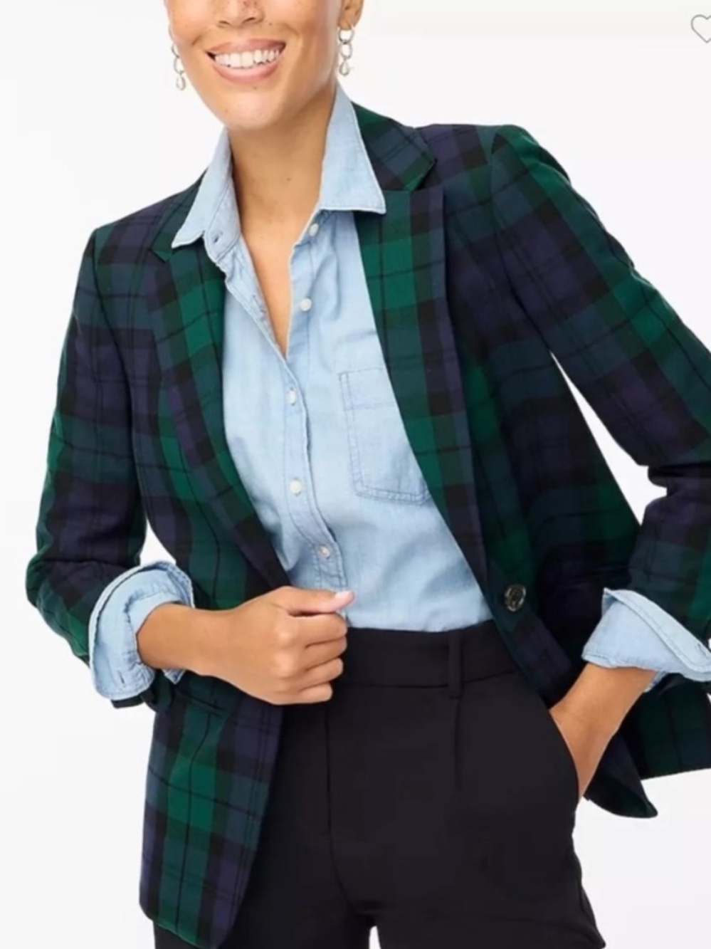 J. Crew Factory Black Watch Plaid Blazer